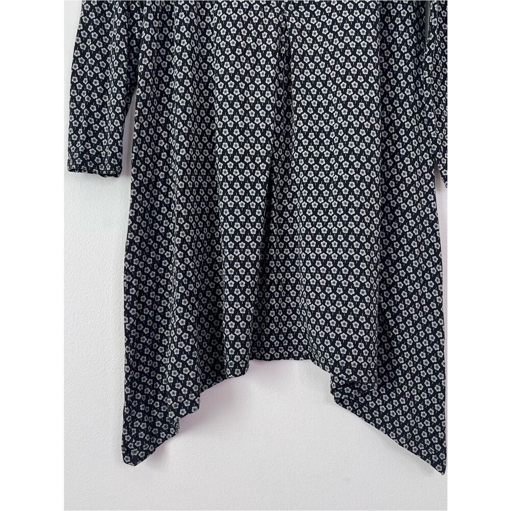 Gudrun Sjoden Mini Tunic Dress Womens Size L Black Gray Floral A-Line Swing - Picture 6 of 10